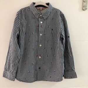 Boboli Boys Check Pattern Button Down Shirt With Sailboat Print Size 7